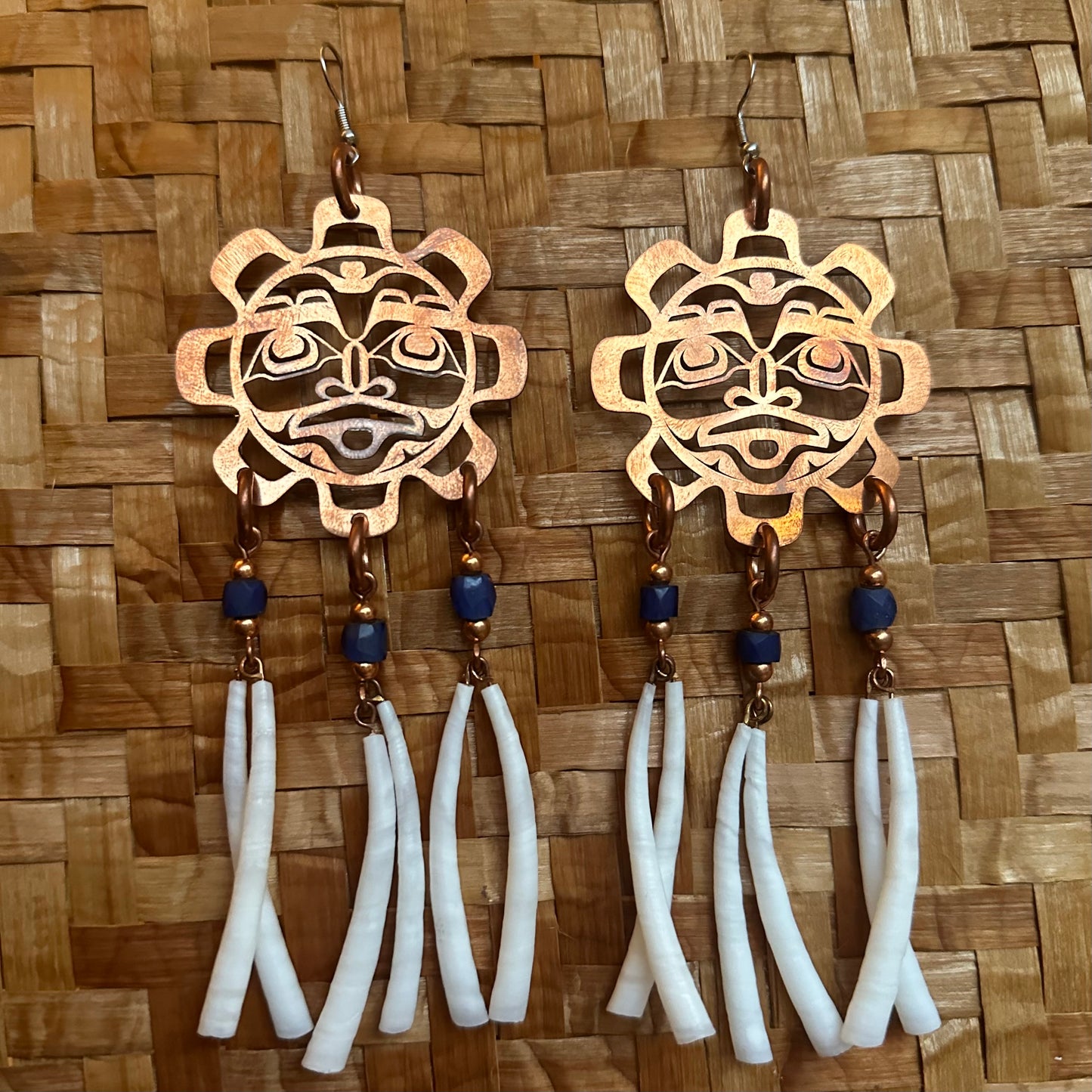 Medium Copper Sun Earrings