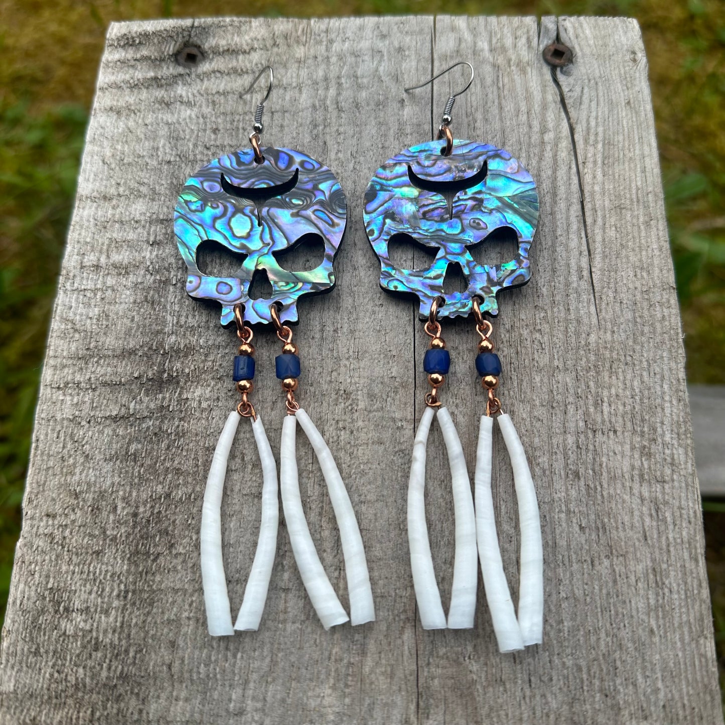 Abalone Skull Earrings