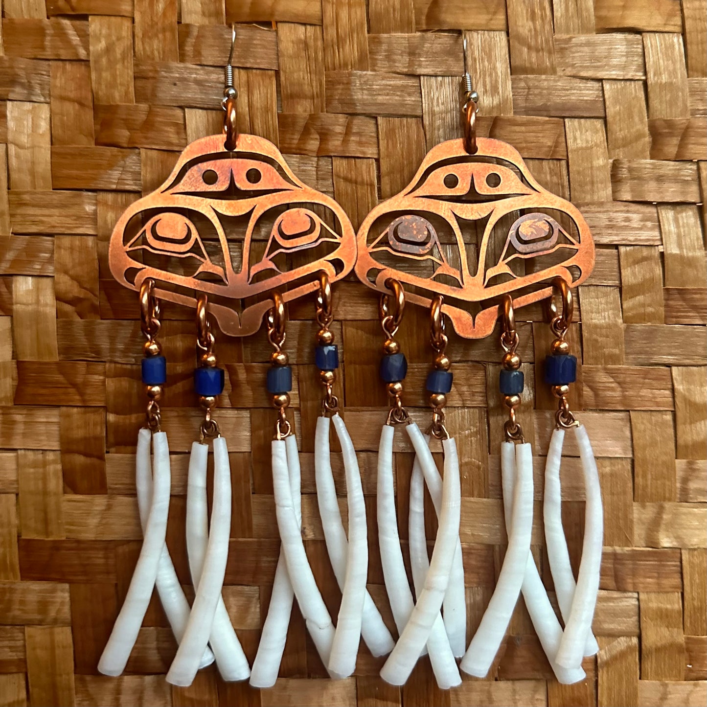 Medium Copper Haida Frog Earrings