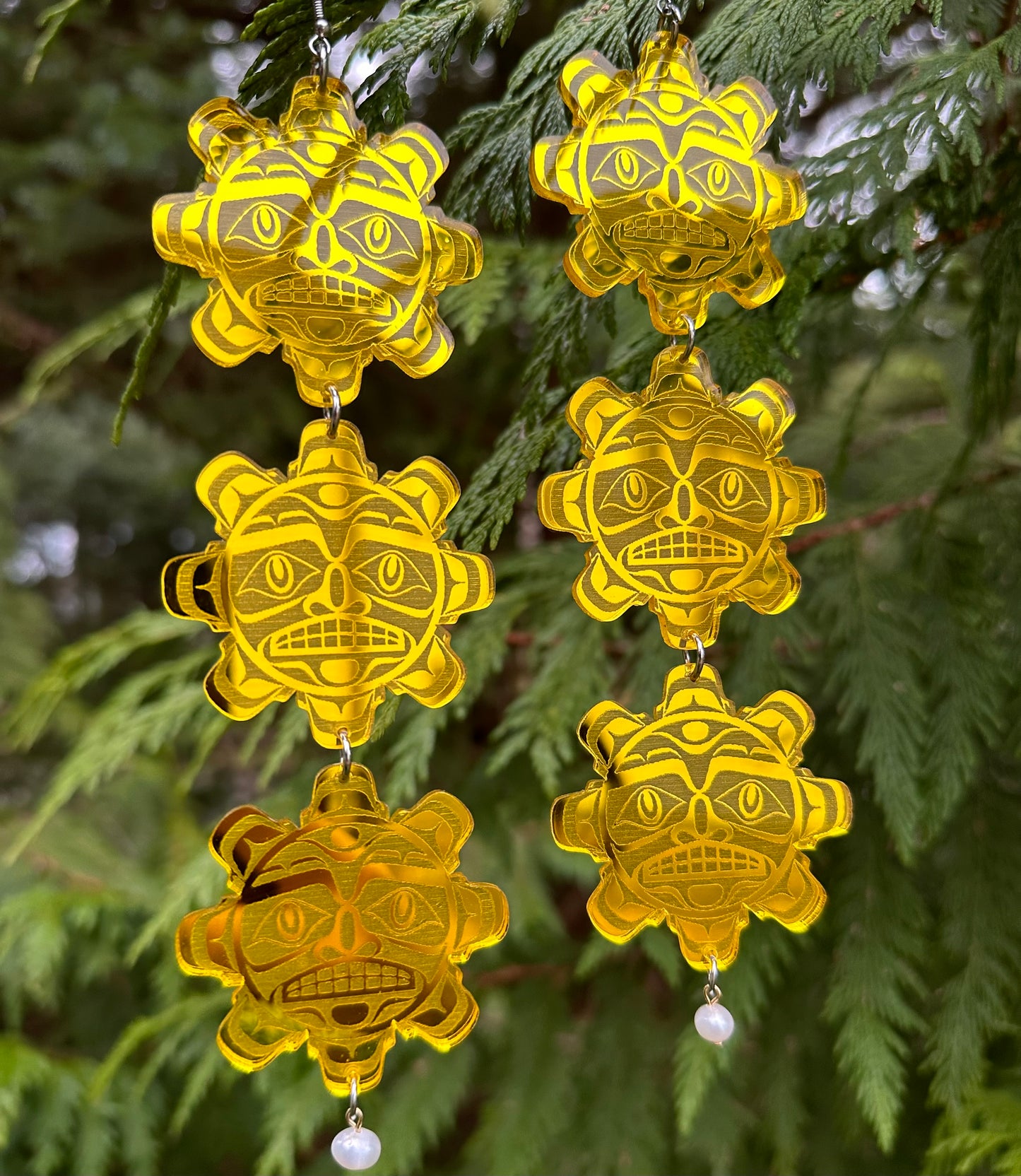 Three Tier Haida Sun Earrings