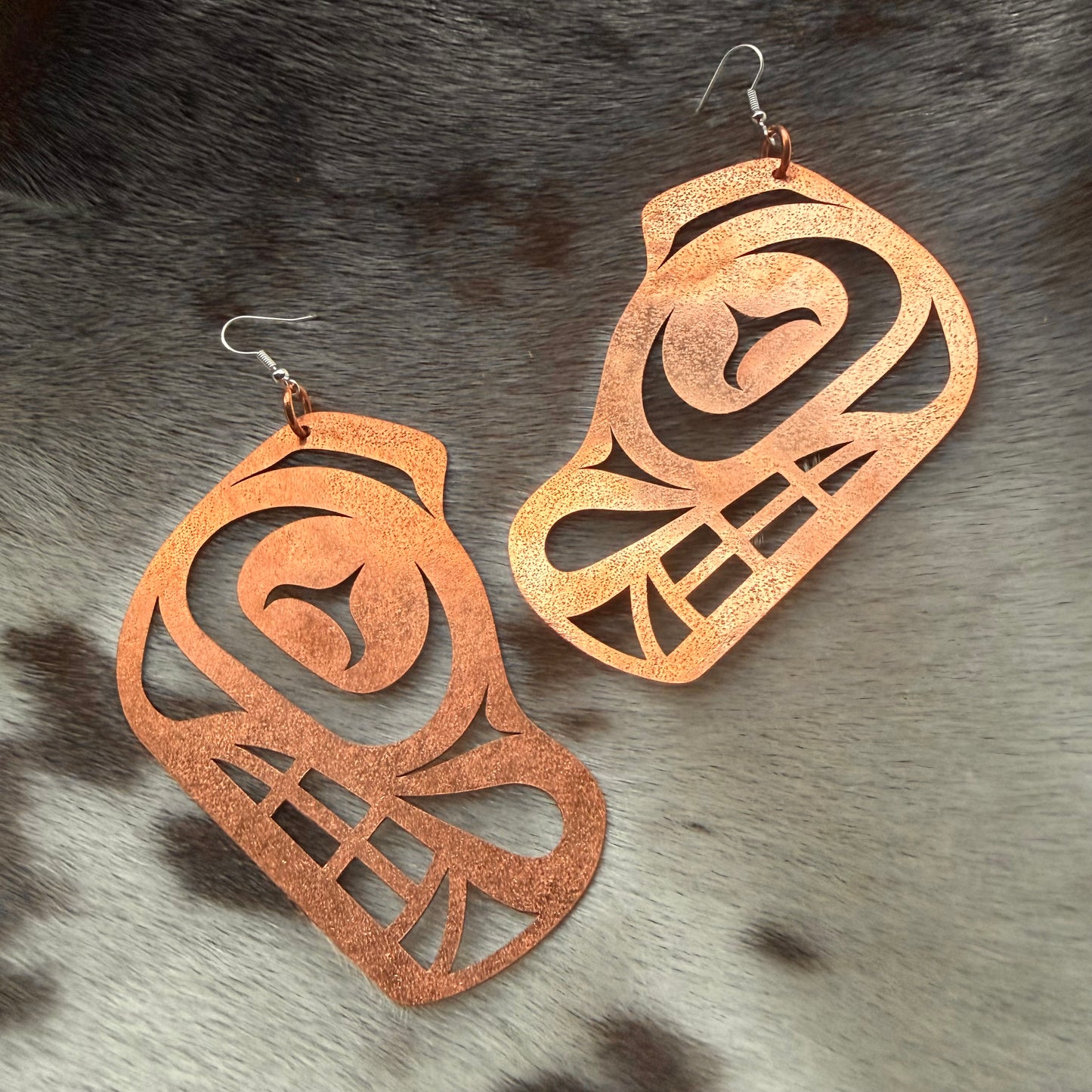 XL Haida Copper Bear Earrings