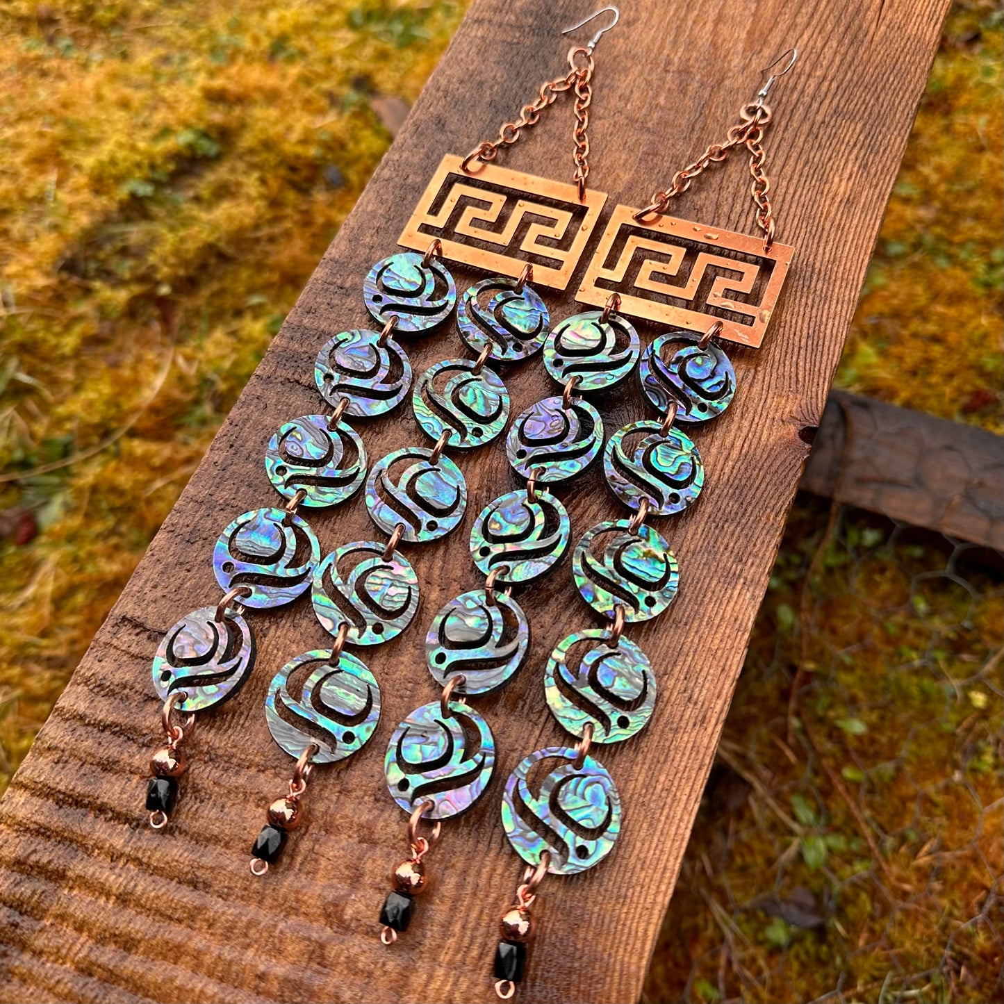 Haida Cresting Waves and Salmon Egg Earrings