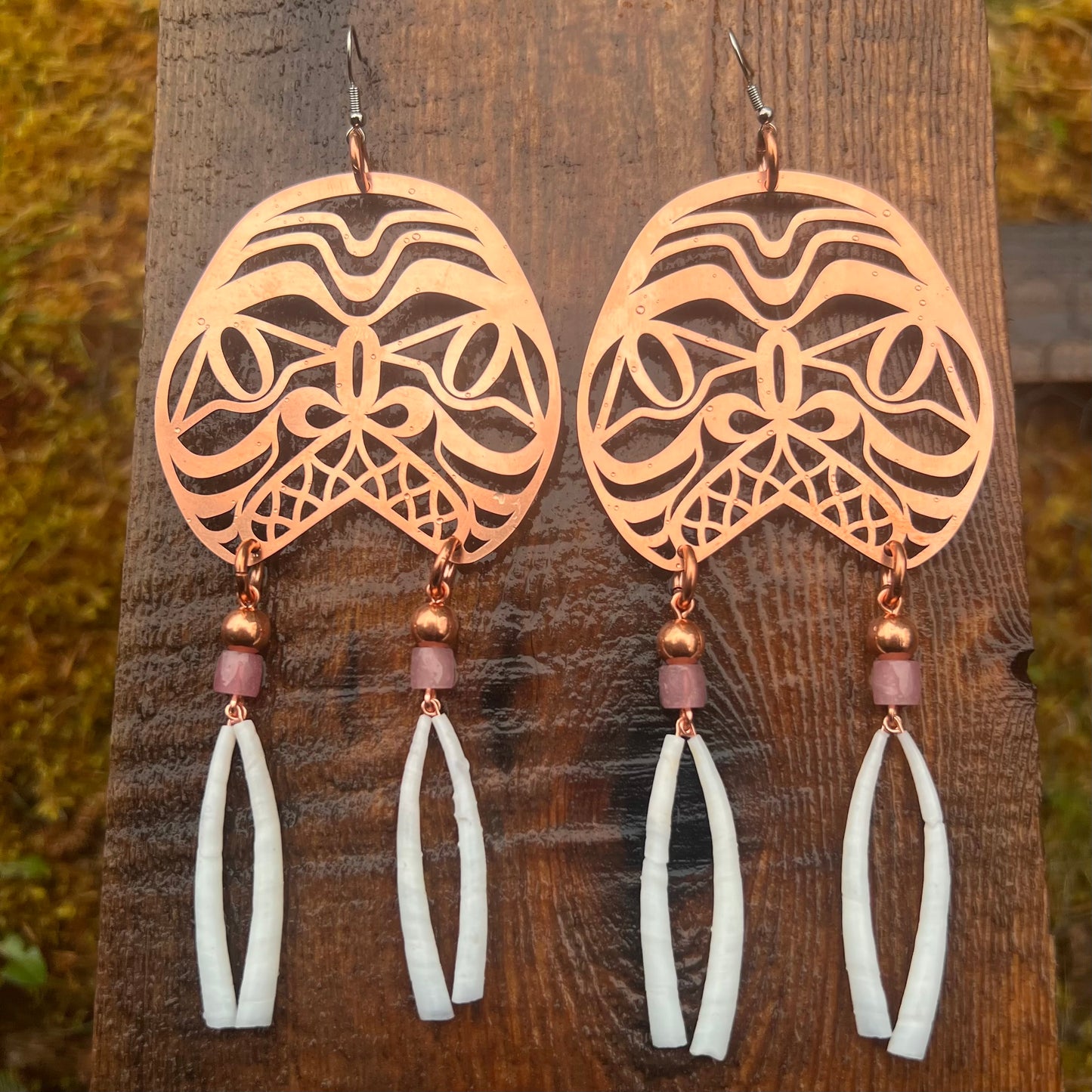 Copper Dog Fish Shark Earrings