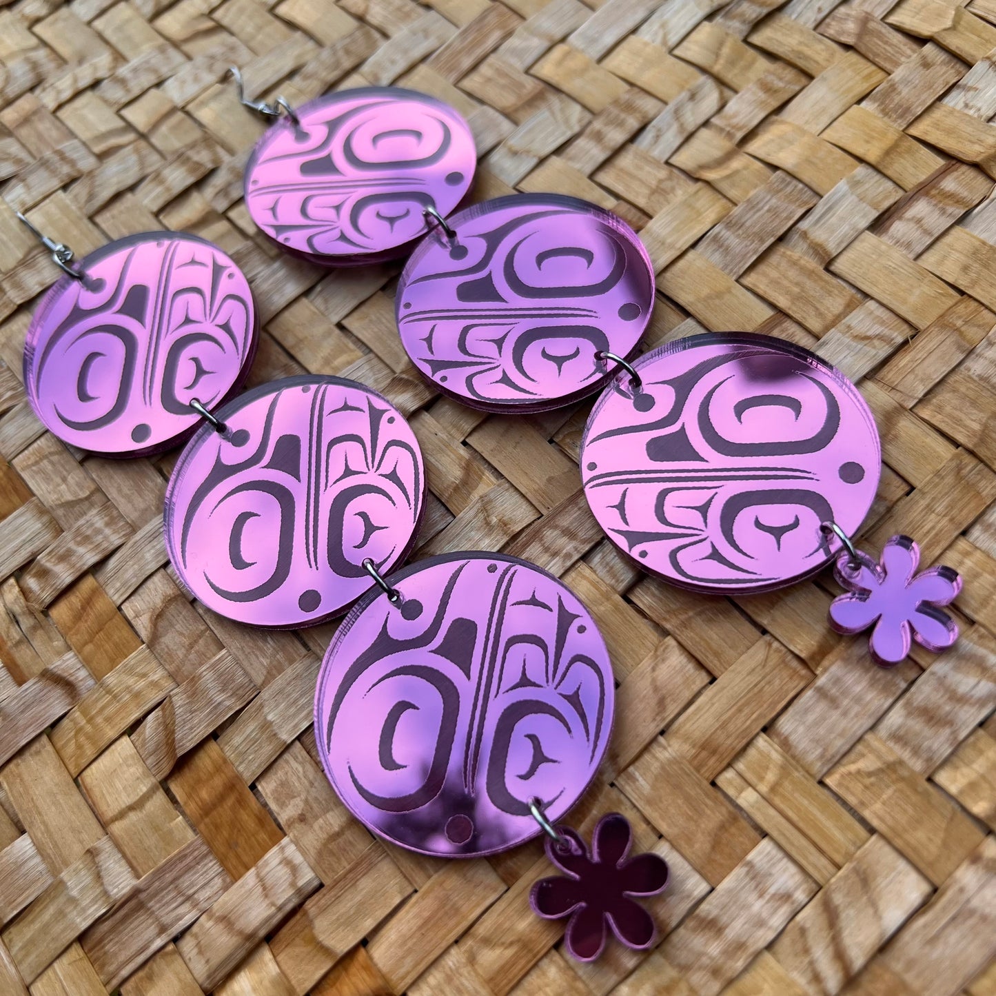 Haida Hummingbird Acrylic Mirror Earrings