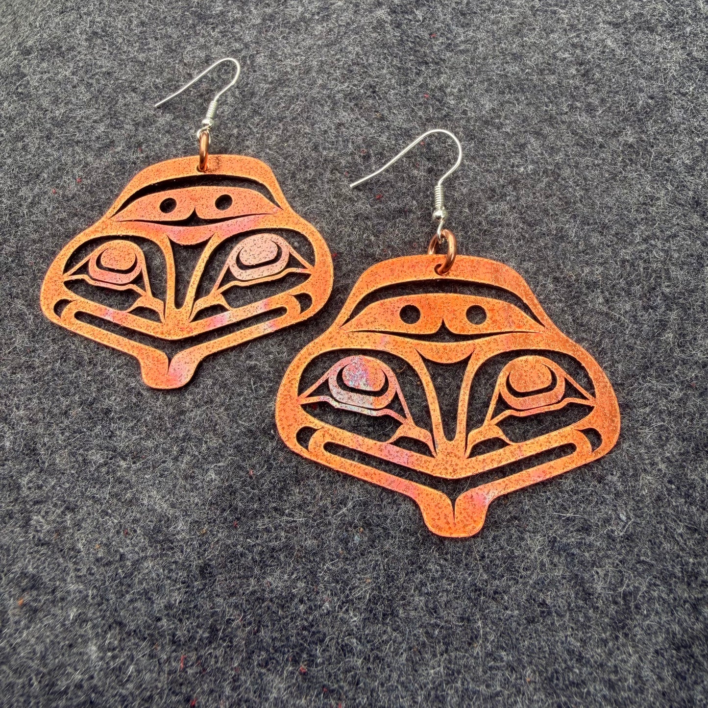 Copper Haida Frog Earrings