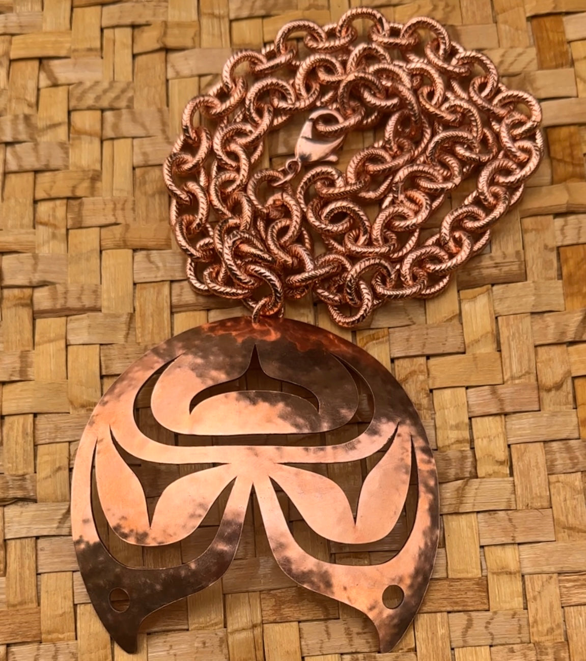 XL Blackfish Killer Whale Haida Copper Pendant