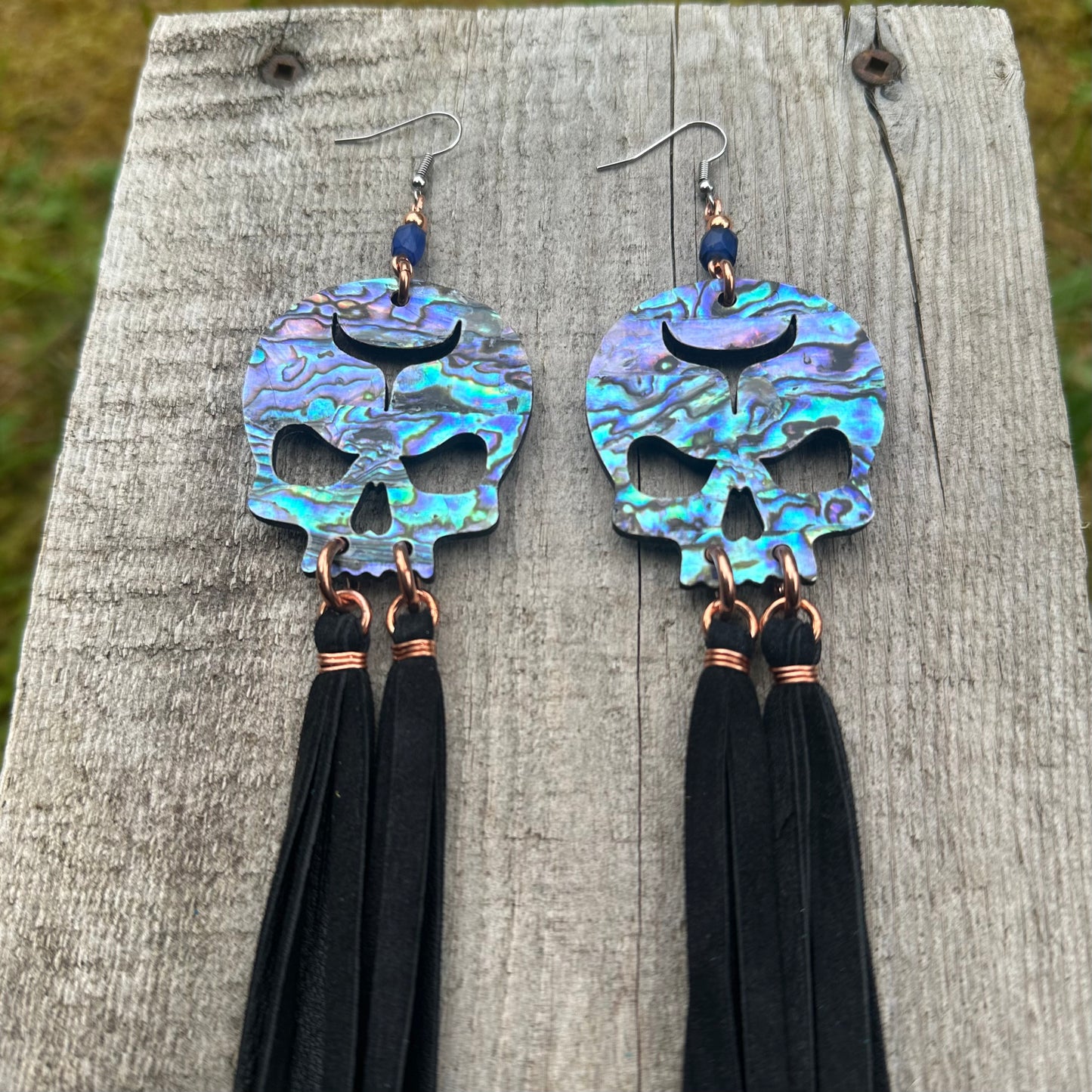 Abalone Skull Earrings
