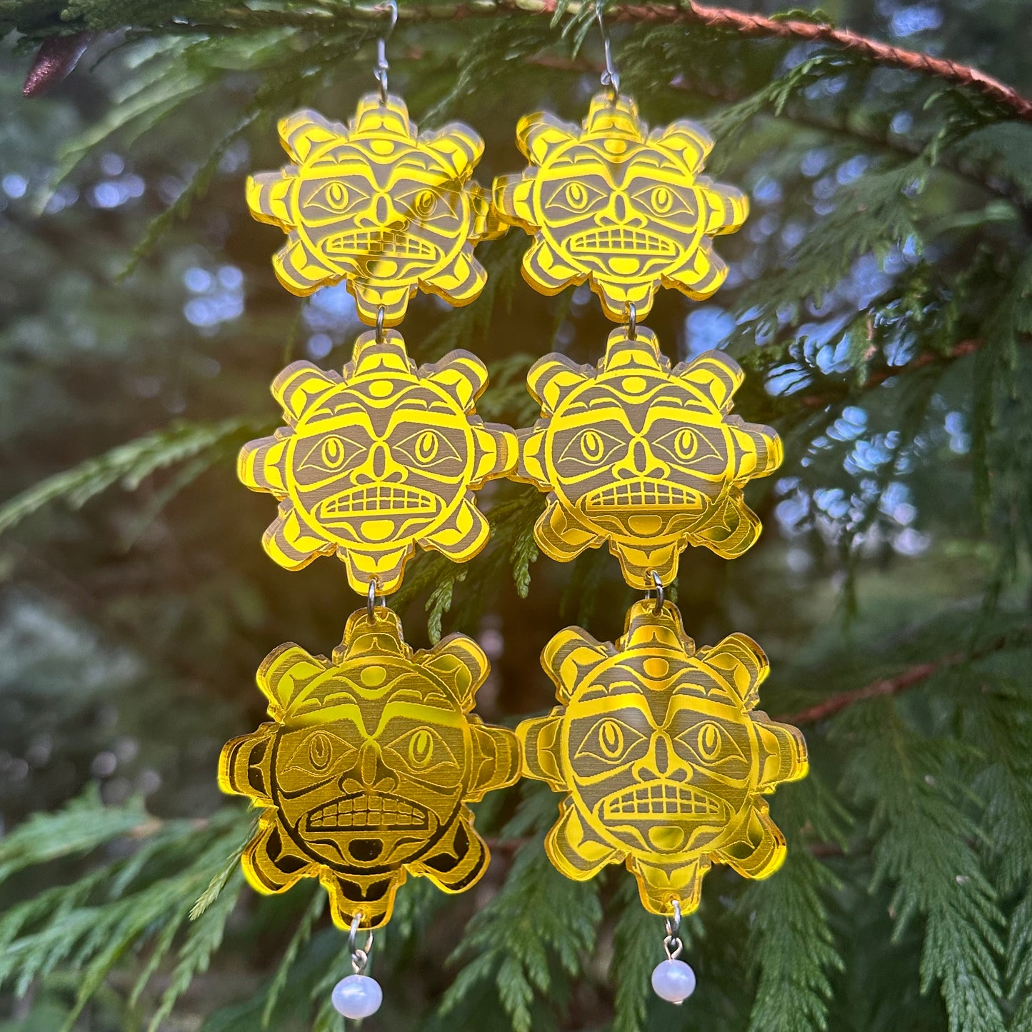 Three Tier Haida Sun Earrings