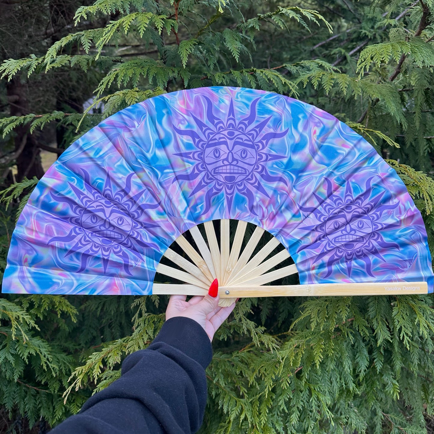 Bamboo Fan Decorated with Haida Art