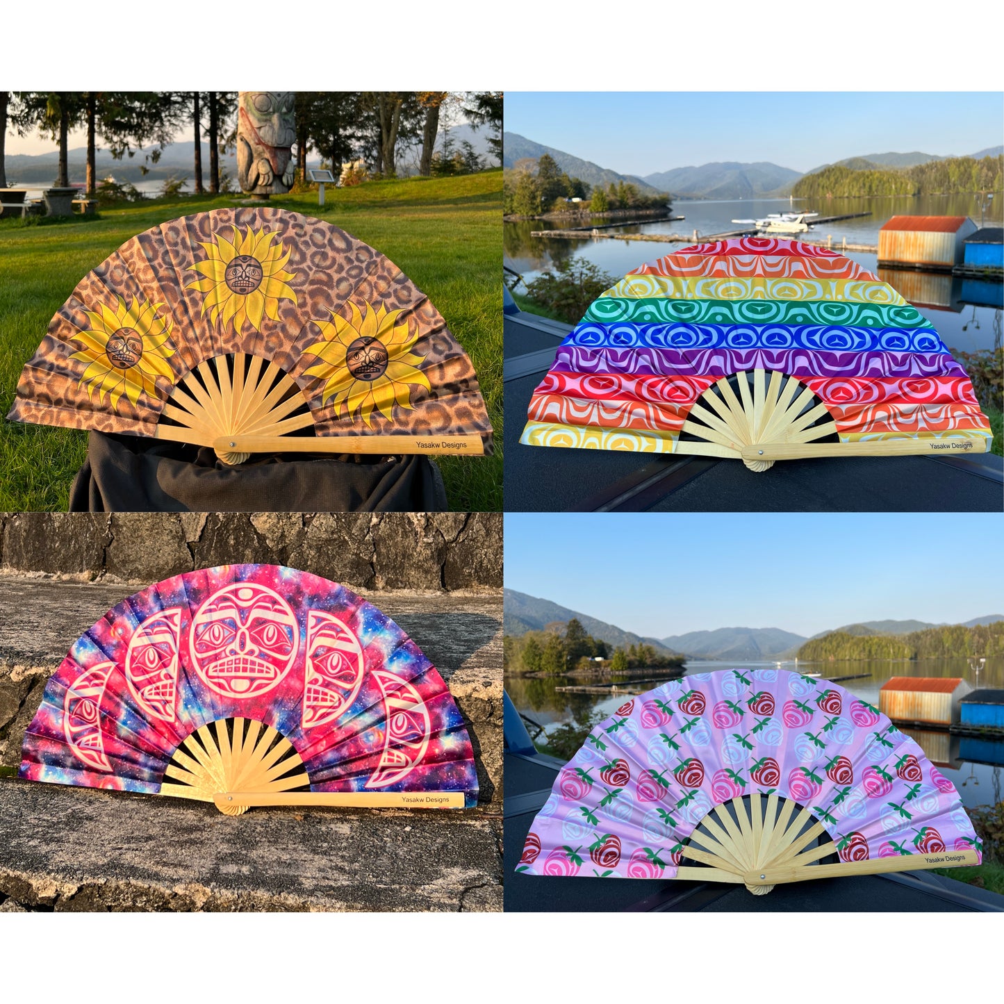 Bamboo Fan Decorated with Haida Art