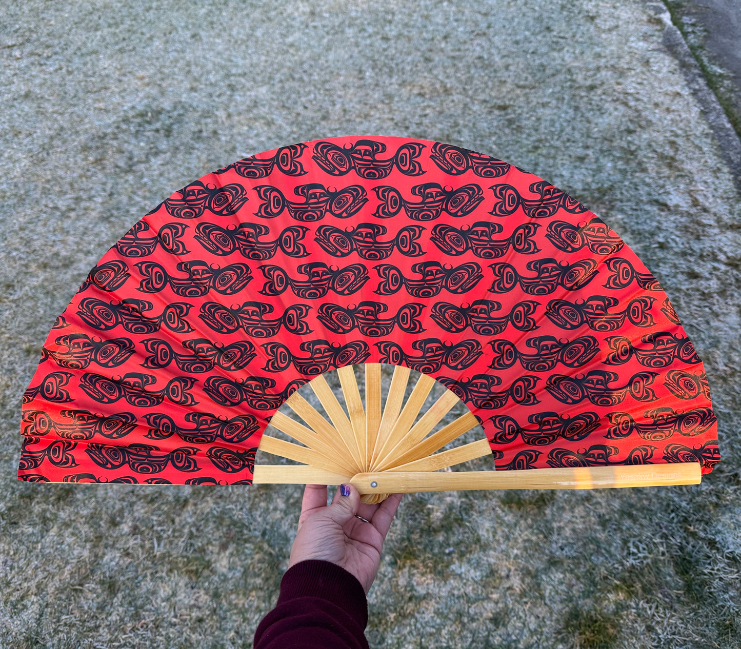 Bamboo Fan Decorated with Haida Art