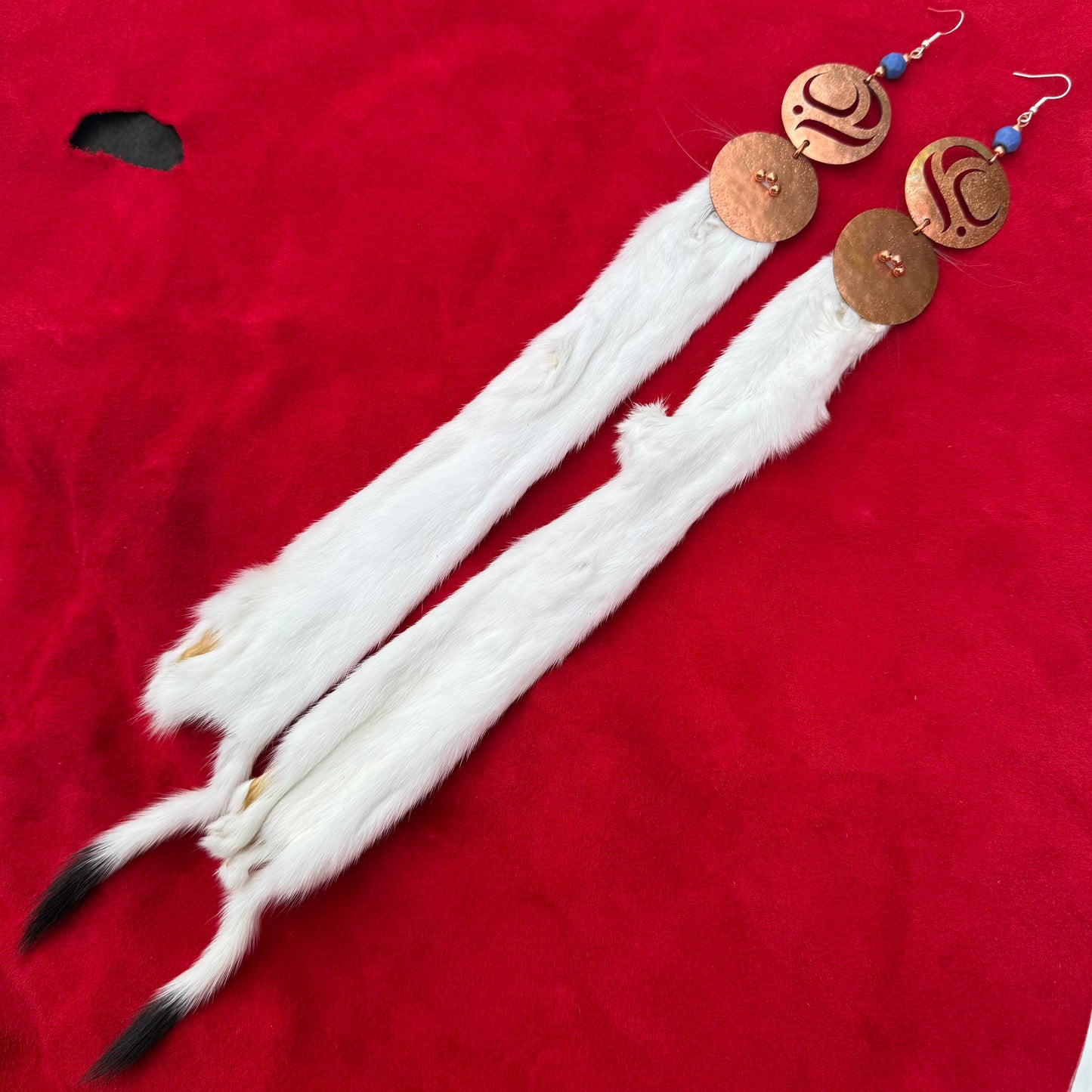 Copper Salmon Egg Ermine Earrings