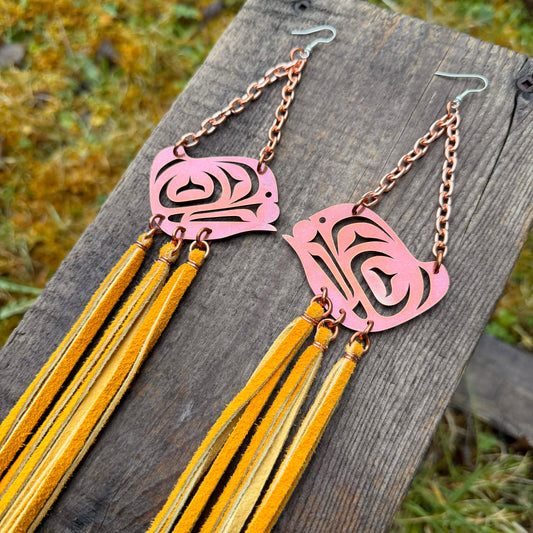 Copper Haida Raven Earrings