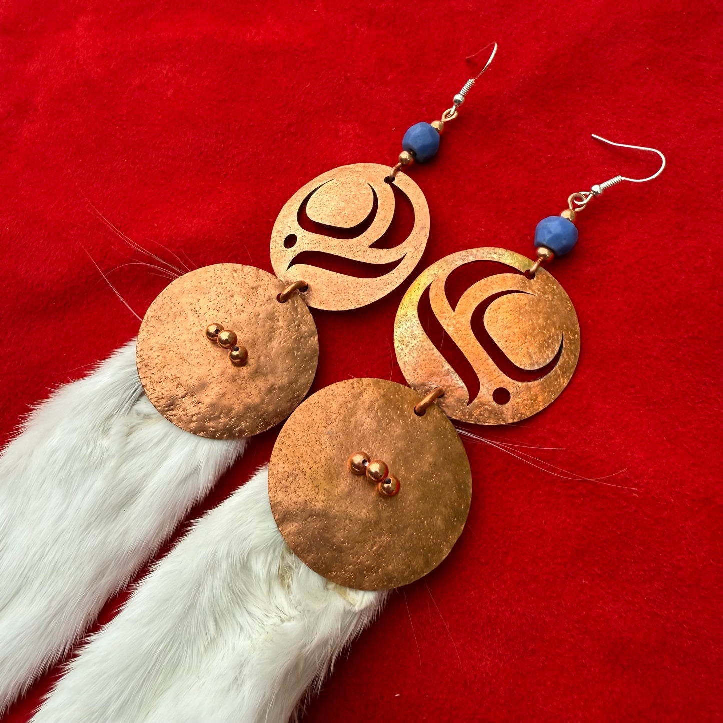 Copper Salmon Egg Ermine Earrings