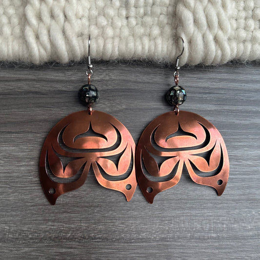 Copper Killer Whale Tail Earrings