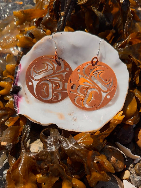 Raven Steals The Light Haida Copper Earrings