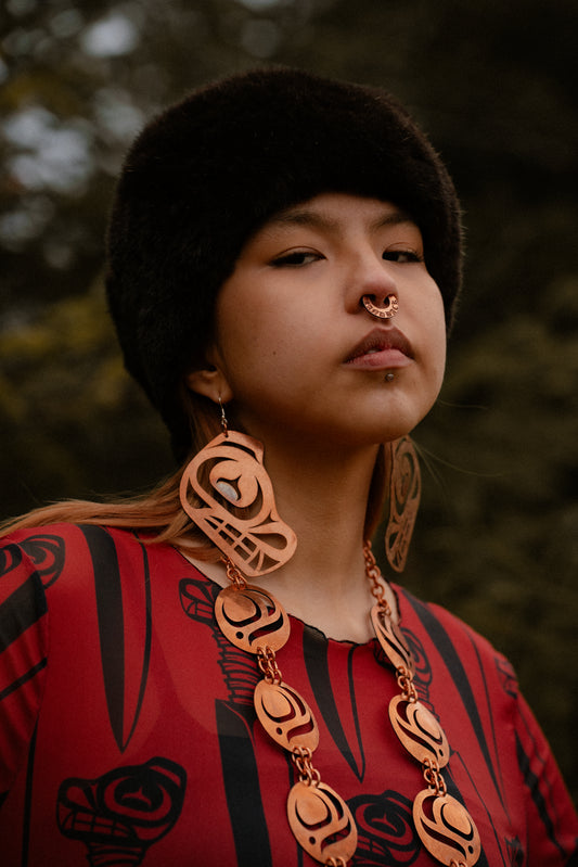 XL Haida Copper Bear Earrings