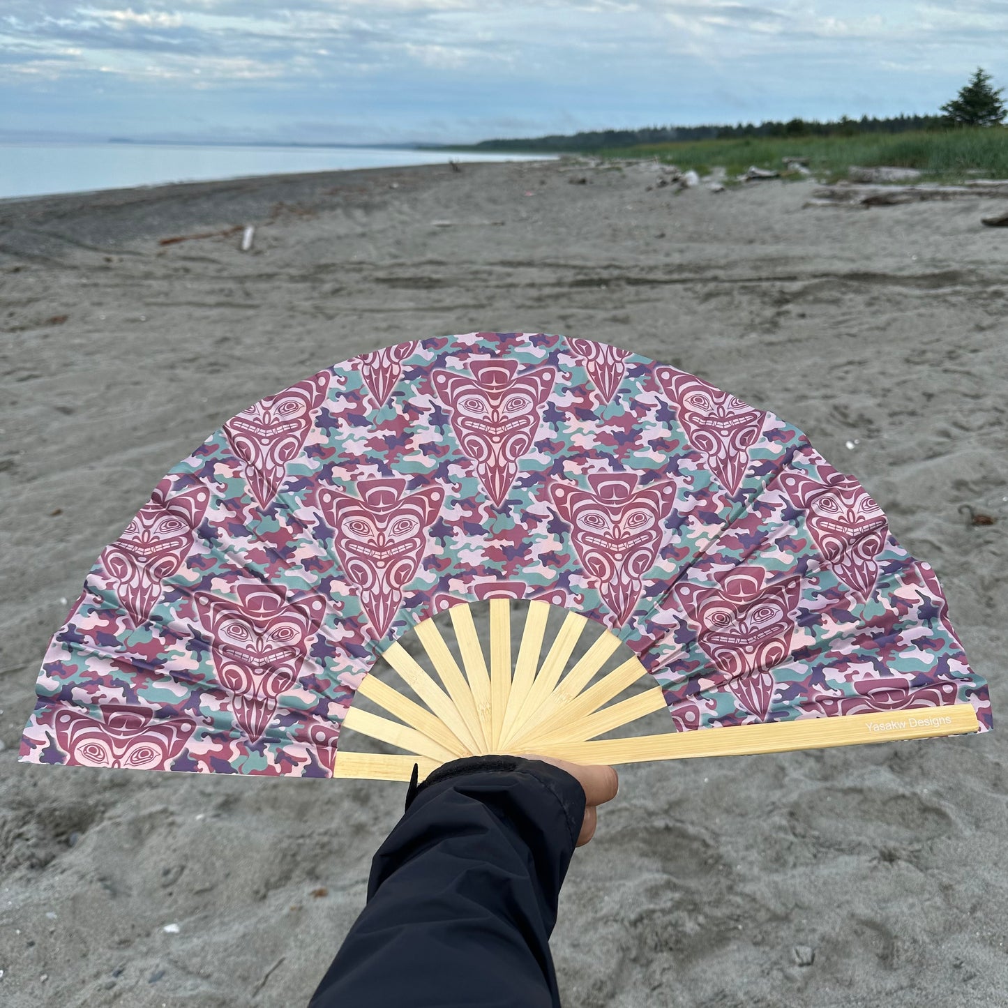 Bamboo Fan Decorated with Haida Art