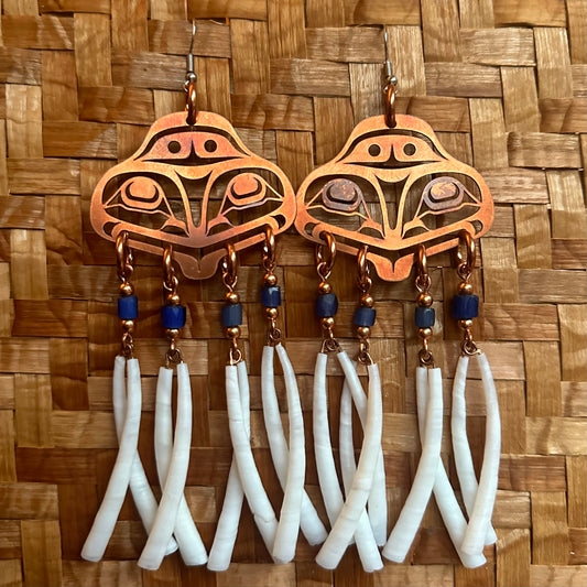 Medium Copper Haida Frog Earrings