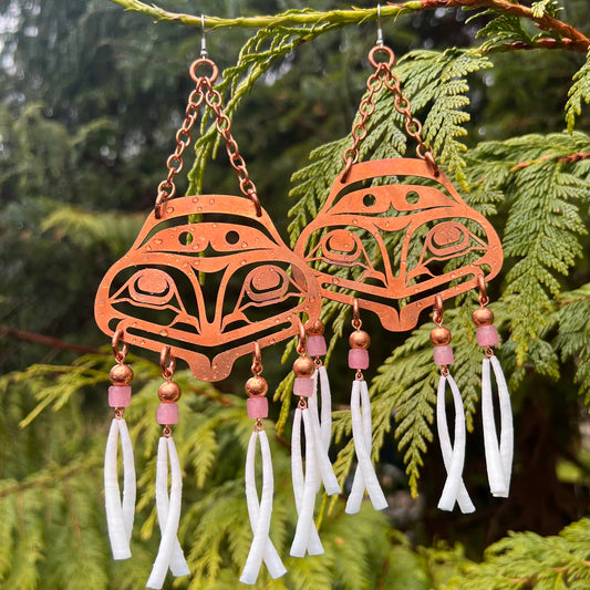 Haida Copper Frog Earrings