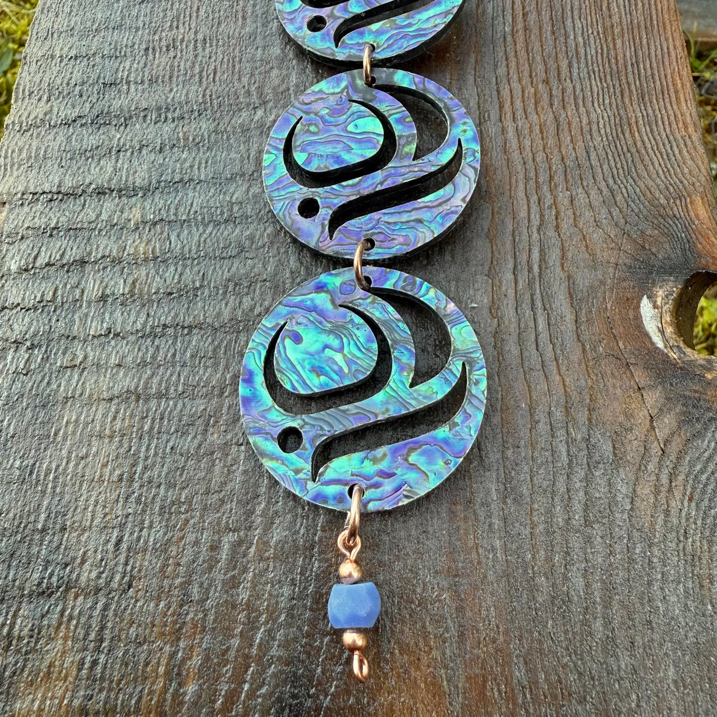 Abalone Salmon Egg Tie Necklace