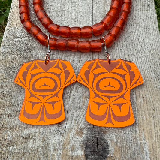 Orange Every Child Matters Tshirt Mirrored Earrings