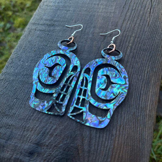 Abalone Killer Whale Head Earrings