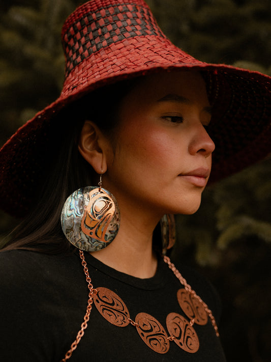 XXL Abalone Copper Haida Eagle Earrings