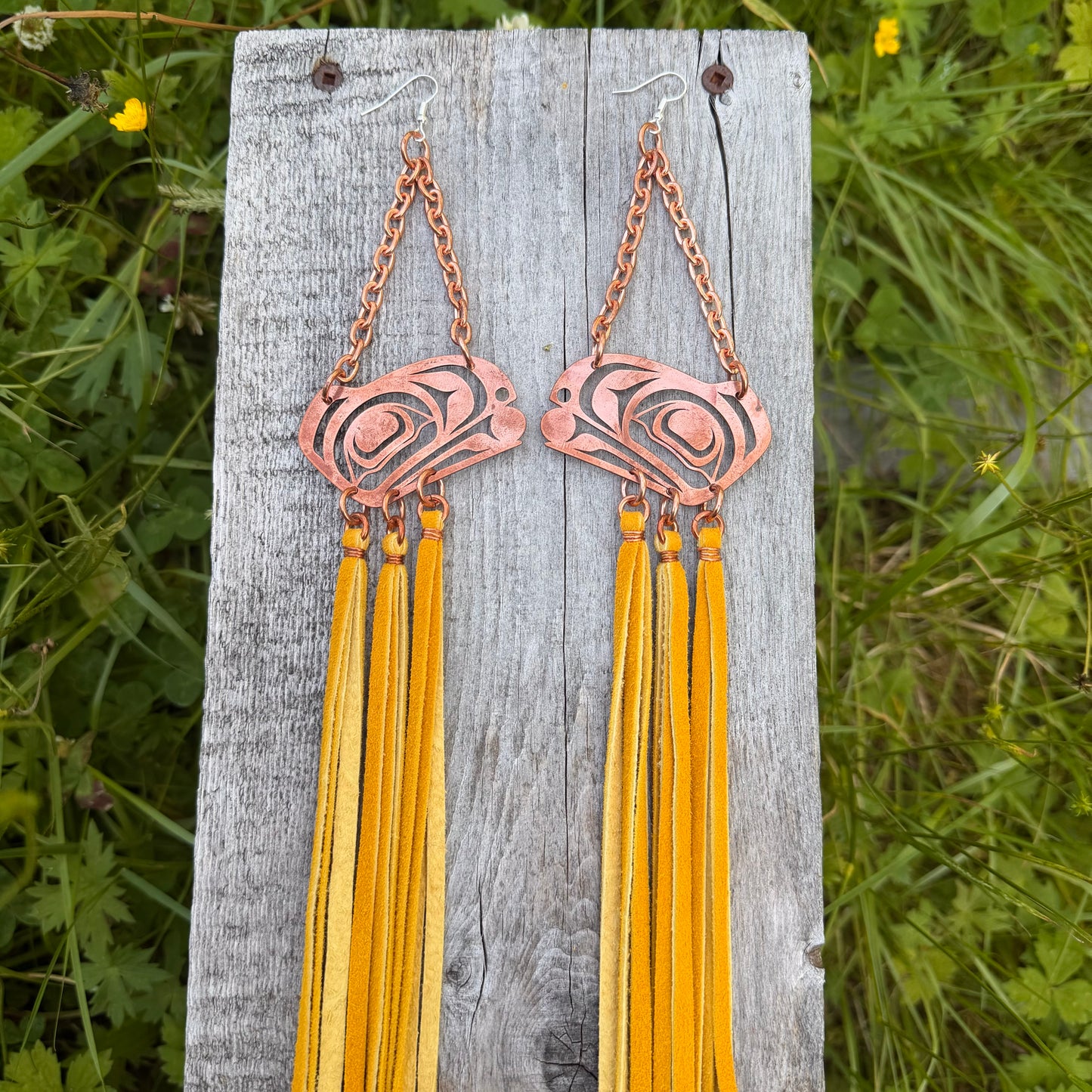 Copper Haida Raven Earrings
