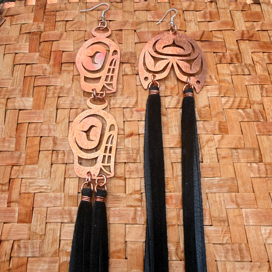 Copper Killer Whale Earrings