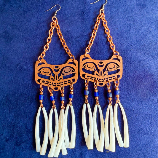 Medium Copper Haida Bear Earrings