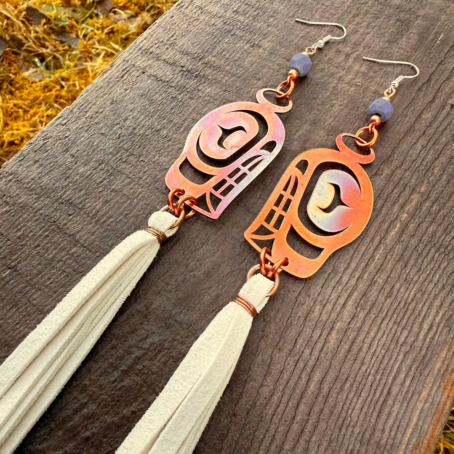 Copper Killer Whale Earrings