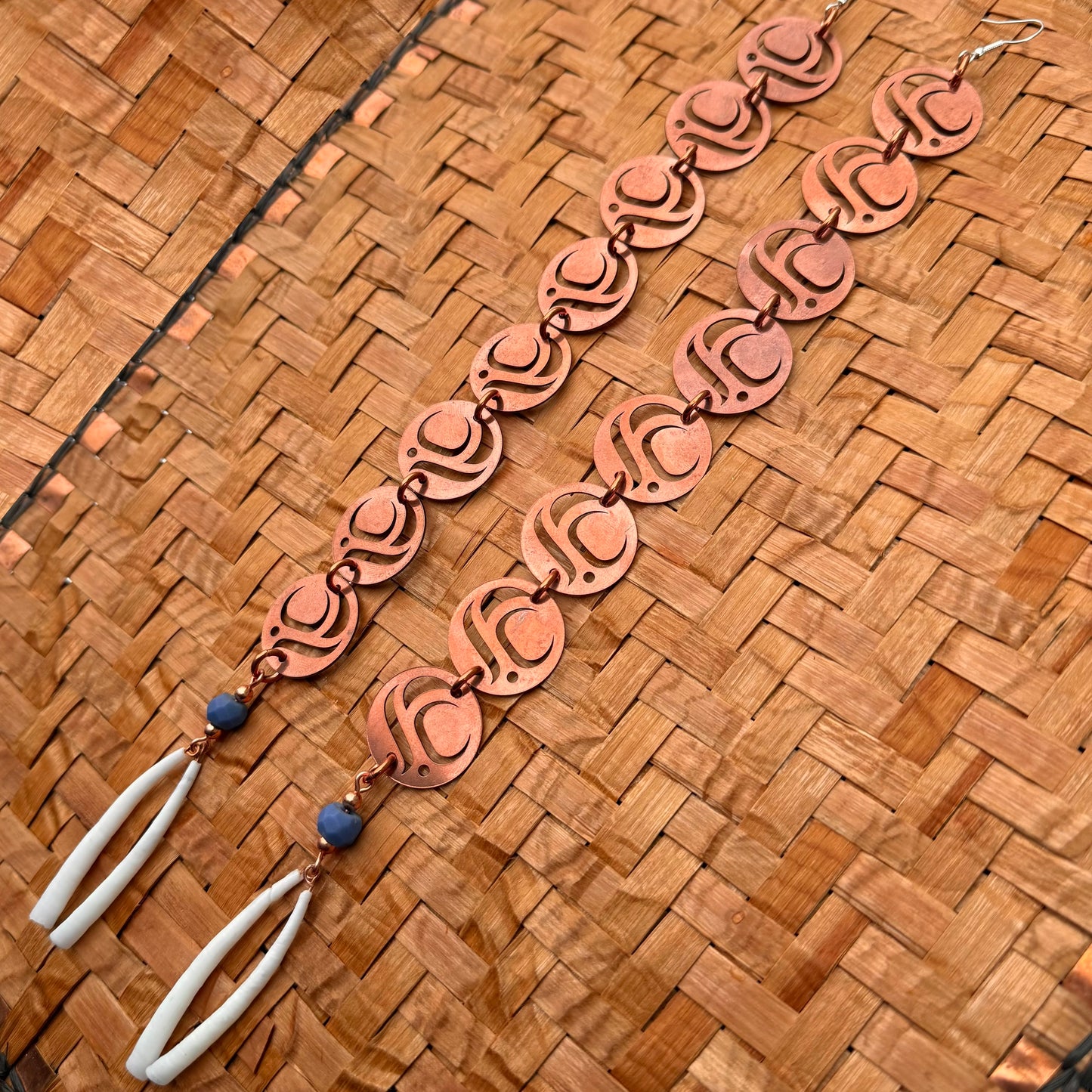 8 Tier Copper Salmon Egg Earrings