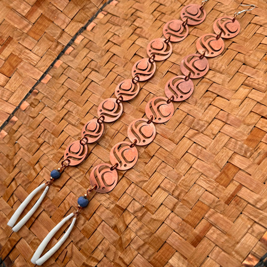 8 Tier Copper Salmon Egg Earrings