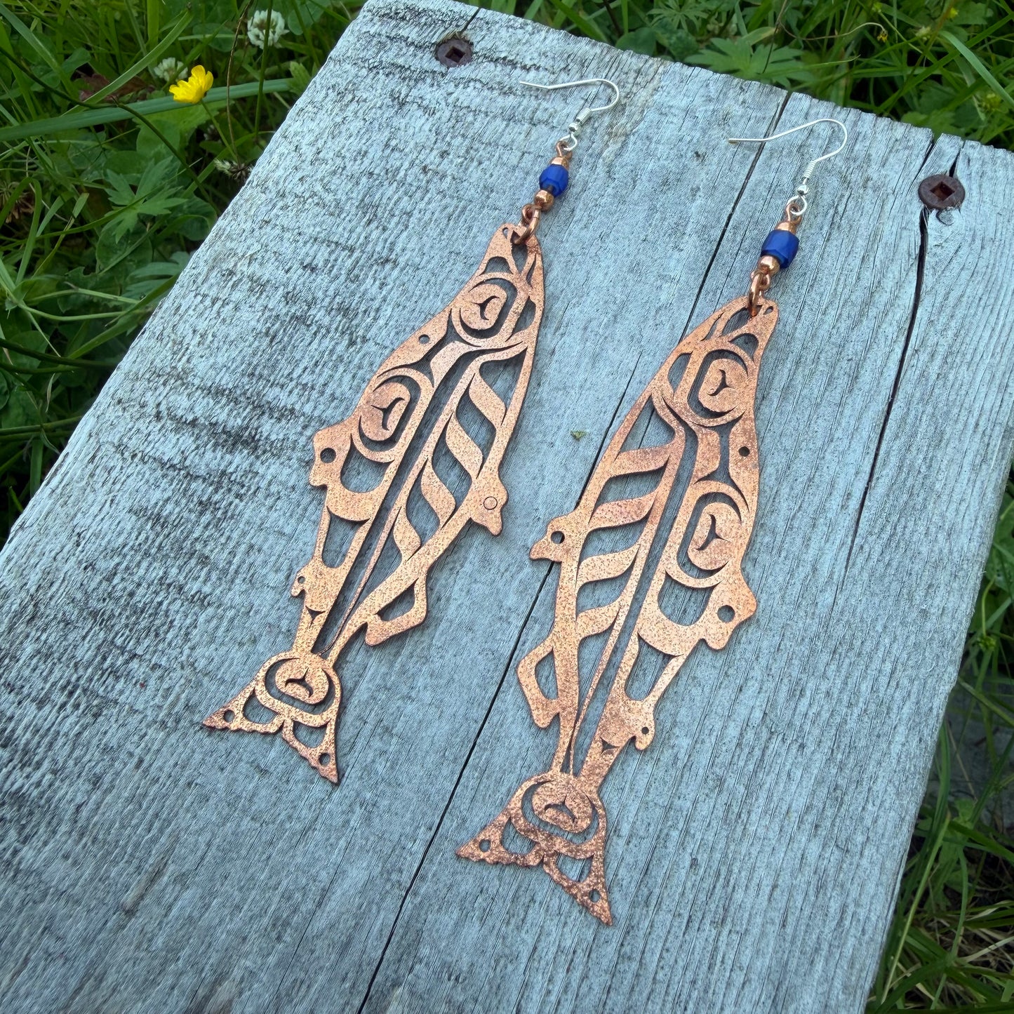 Copper Haida Salmon Earrings