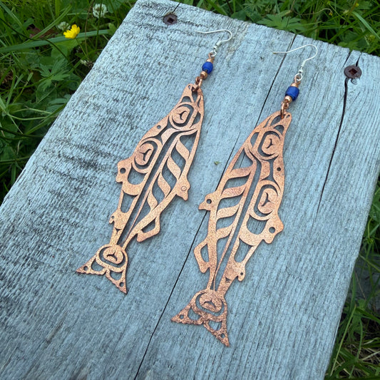 Copper Haida Salmon Earrings