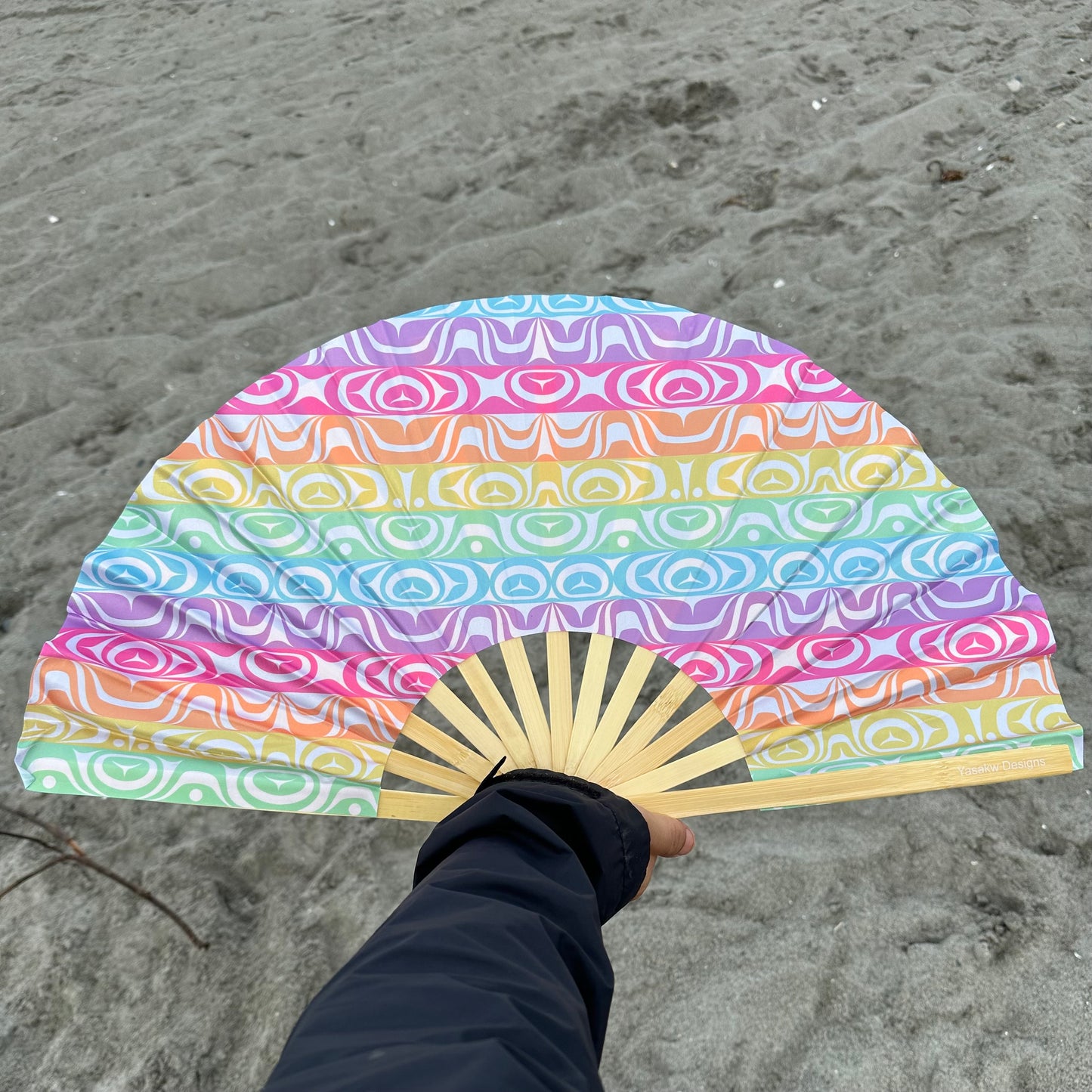 Bamboo Fan Decorated with Haida Art