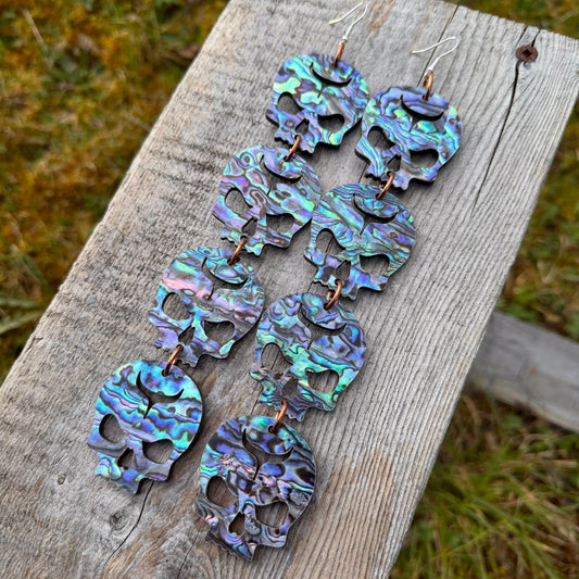 Abalone Ancestors Skull Earrings