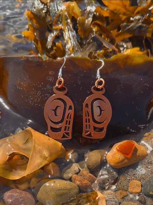 Haida Killer Whale Copper Earrings