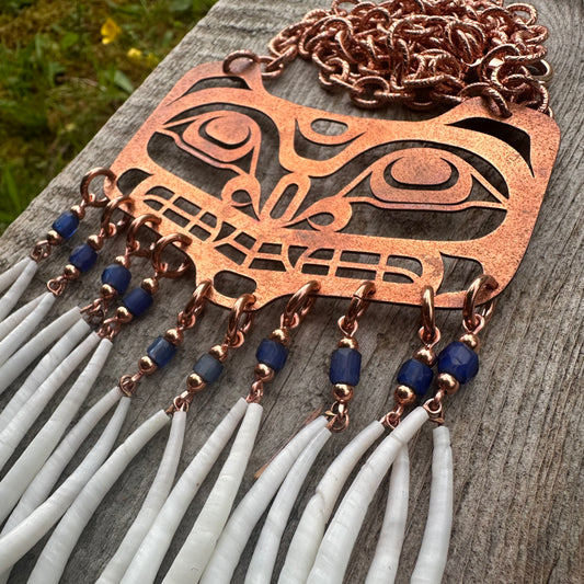 Copper Haida Bear Head Necklace