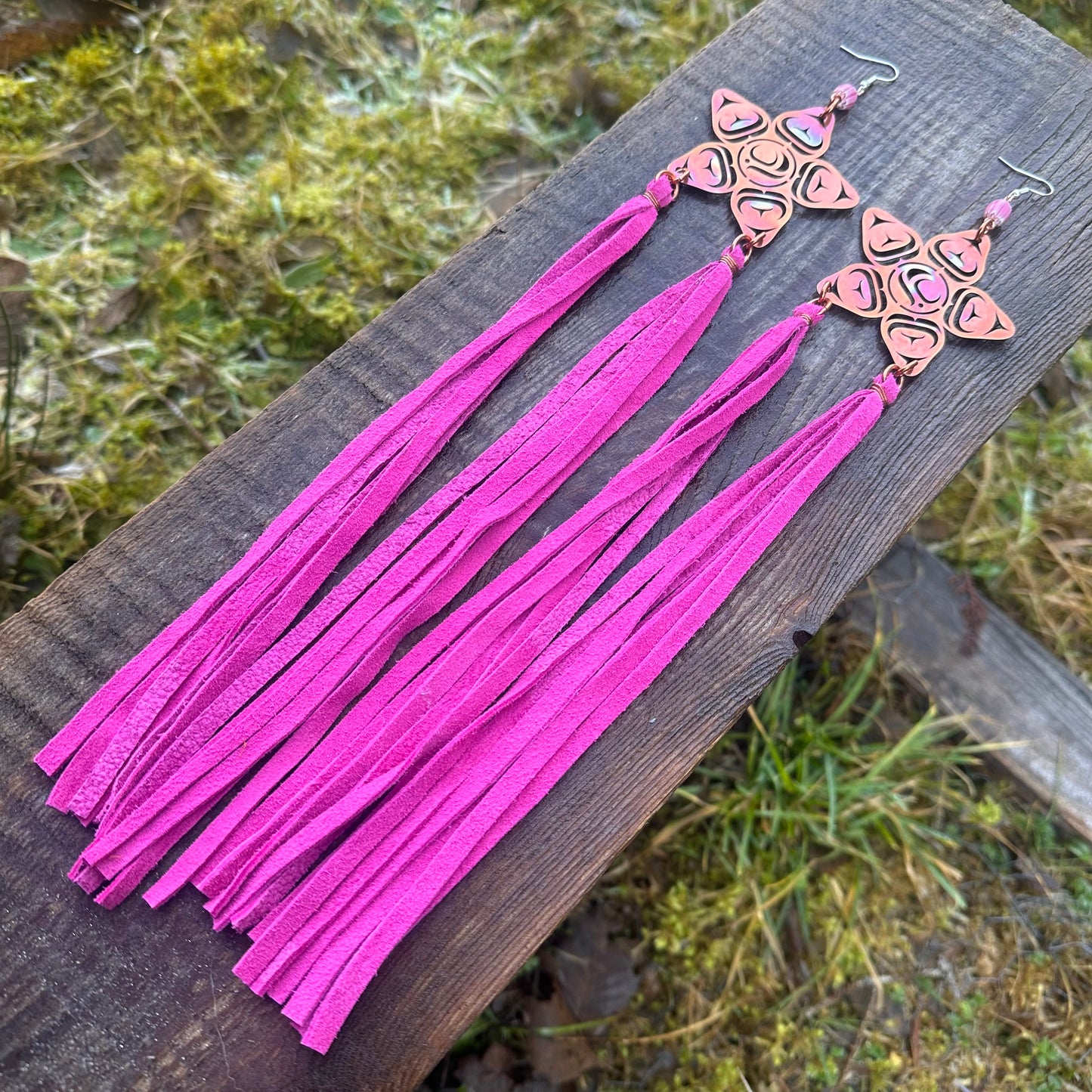 Salmon Berry Flower Earrings