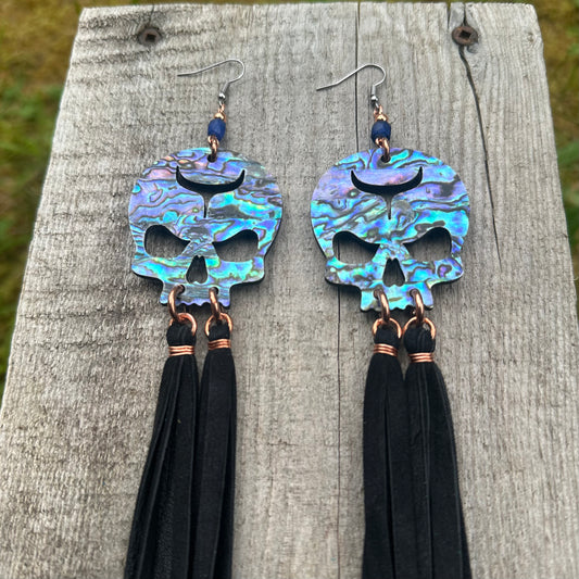 Abalone Skull Earrings