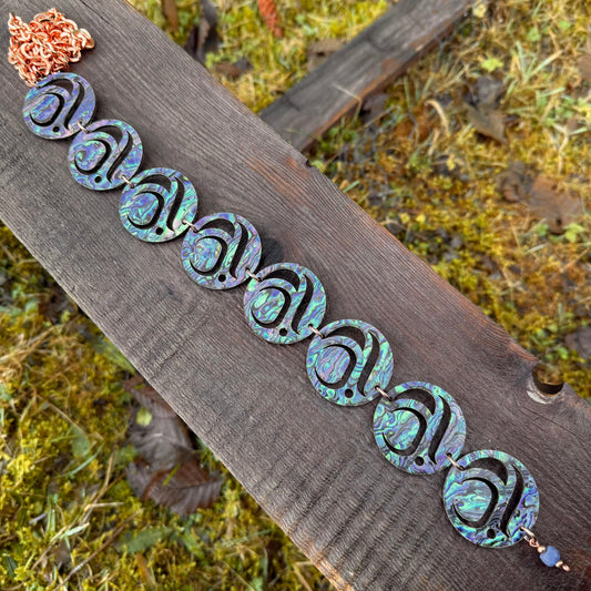 Abalone Salmon Egg Tie Necklace