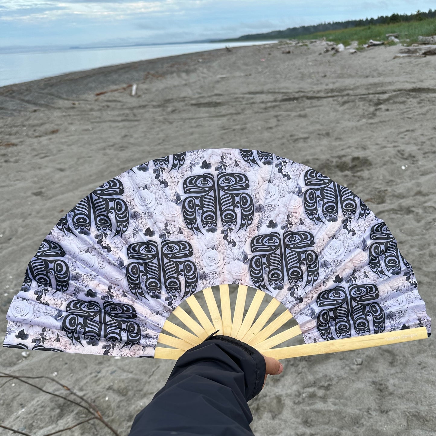 Bamboo Fan Decorated with Haida Art