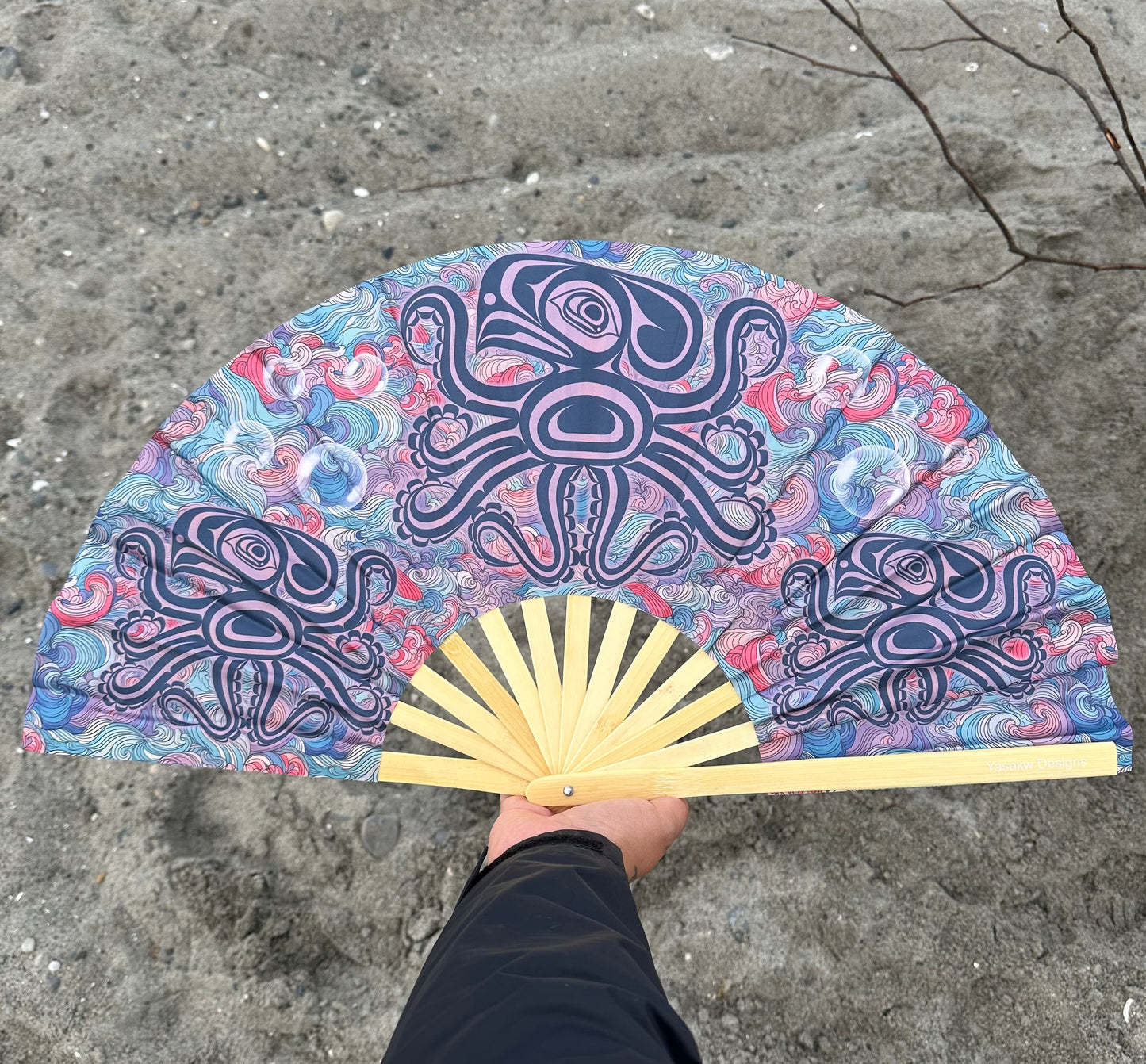 Bamboo Fan Decorated with Haida Art