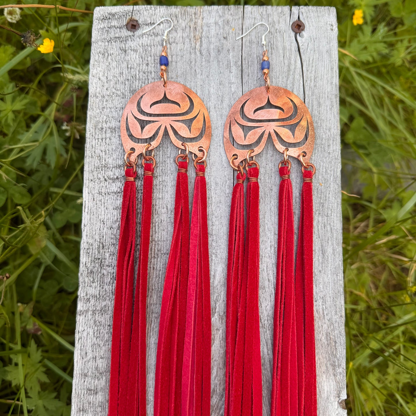 Copper Haida Killer Whale Tail Earrings