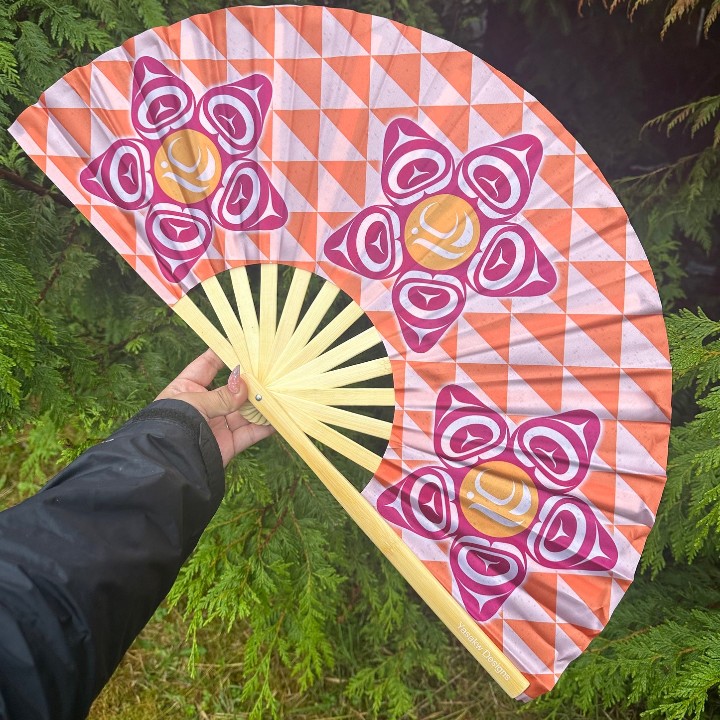 Bamboo Fan Decorated with Haida Art