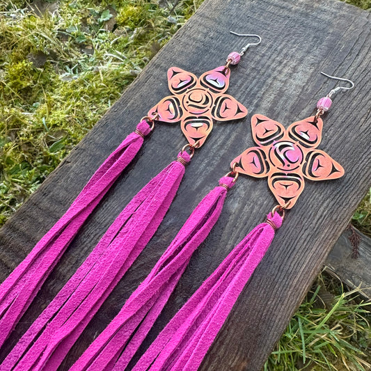 Salmon Berry Flower Earrings