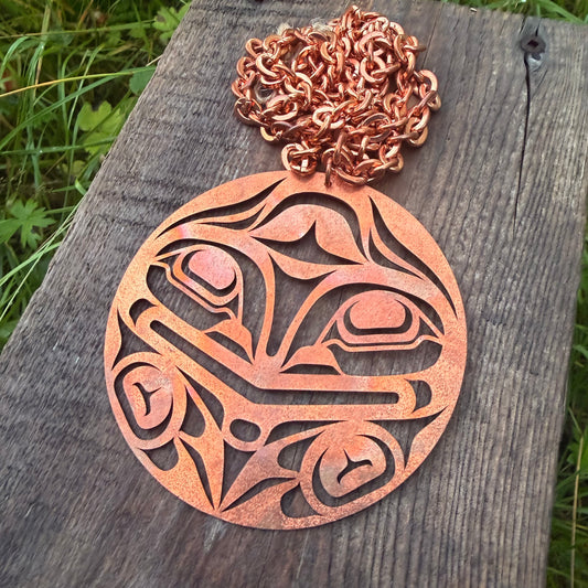 Copper Haida Frog Pendant