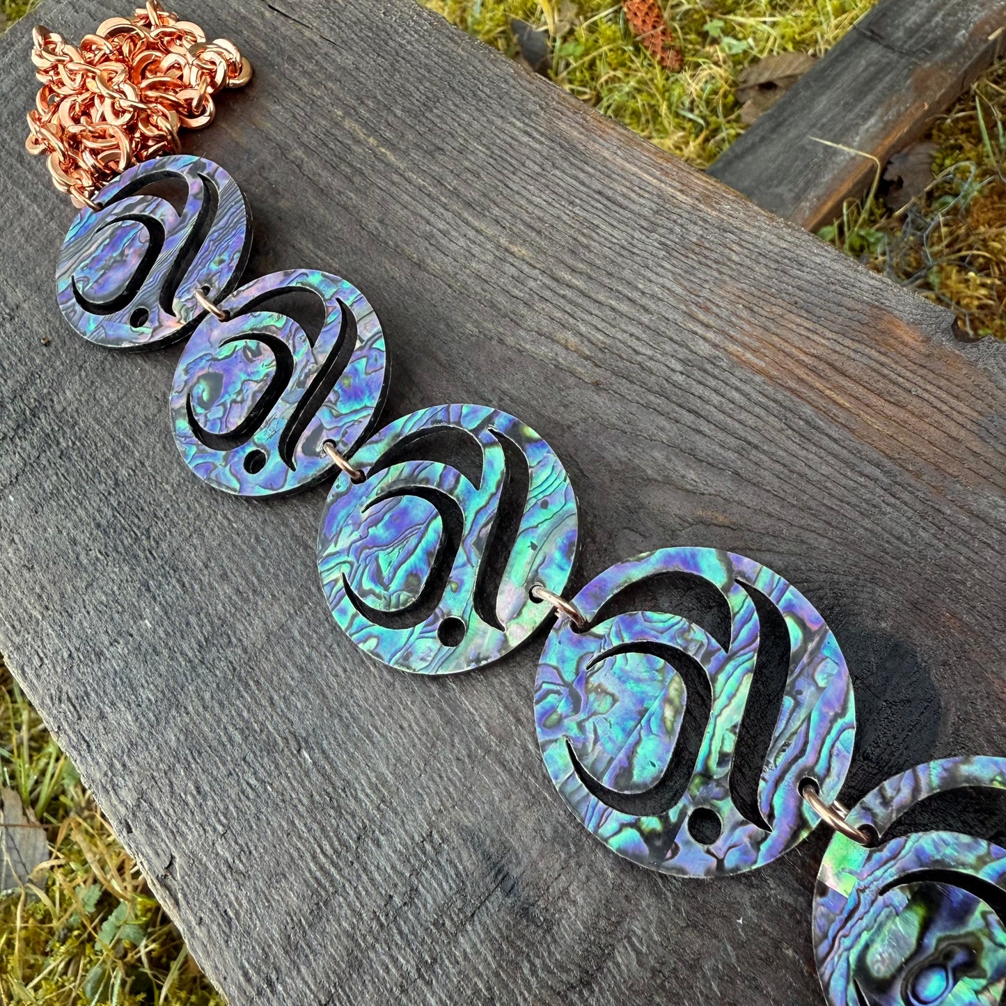 Abalone Salmon Egg Tie Necklace